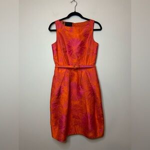 Carlisle 0 Orange Pink Floral Jacquard Cocktail Dress Size 4